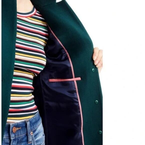 J. Crew Regent 100% Wool Double Serge Forest Green Mid Topcoat Jacket Size 12 - Picture 3 of 11